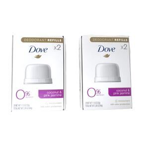 Dove Deodorant Refill Kit 2 Boxes includes 4 refills Coconut and Pink Jasmine